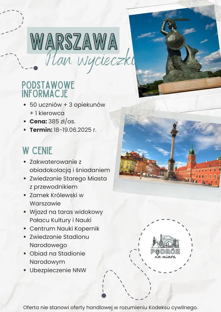 Wycieczka szkolna do Warszawy